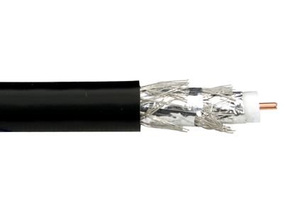 Picture of RG-6/UQ Quad Shielded Coaxial Cable - Riser (CMR), Black - 1000 FT