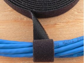 Picture of 3/4 Inch Continuous Black Hook and Loop Wrap - 5 Yards