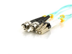 Picture of 2m Multimode Duplex Fiber Optic Patch Cable (50/125) OM3 Aqua - Mini LC to ST