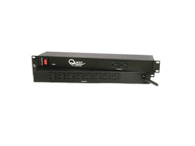 Picture of 19" Horizontal Rack Mount Surge Strip, 10 Outlets, 120V/15A, 1U, Black