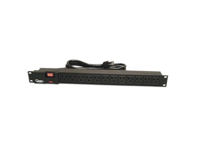 Picture of 19" Horizontal Rack Mount Surge Strip, 12 Outlets, 120V/15A, 1U, Black