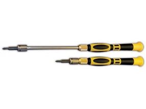 Side view of 2 Micro Mini II Precision Screwdriver with 2 different bits, short and long bits