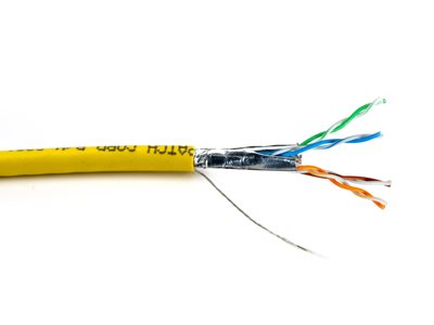 Picture of Mini Cat 6A Relaxed Bulk Cable - Stranded, Yellow, Riser (CMR), Shielded (F/UTP) - 1000 FT