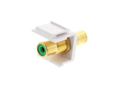 Picture of Feed Through Keystone Jack - RCA (Component / Composite) - White - Color Coded Green