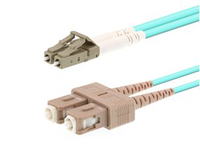 Picture of 1m Multimode Duplex Fiber Optic Patch Cable (50/125) OM3 Aqua - Laser Opt - LC to SC