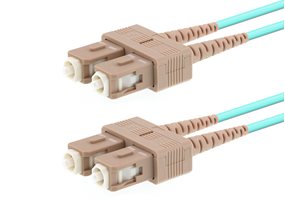 Picture of 50m Multimode Duplex Fiber Optic Patch Cable (50/125) OM3 Aqua - Laser Opt - SC to SC