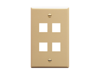 Picture of Faceplate Flat 1-gang 4-port Ivory