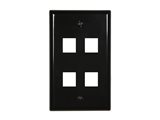 Picture of 4 Port Keystone Faceplate - Single Gang - Black