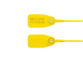 Picture of 12 1/2 Inch Standard Yellow Pull Tight Plastic Seal with Steel Locking Piece - 100 Pack