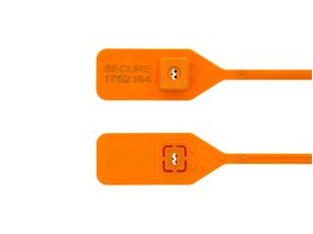 Picture of 13 Inch Standard Orange Tear Away Plastic Seal with Steel Locking Piece - 100 Pack