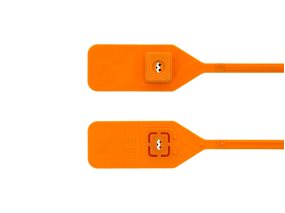 Picture of 13 Inch Standard Blank Orange Tear Away Plastic Seal with Steel Locking Piece - 100 Pack