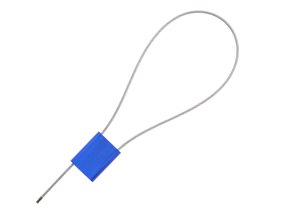 Picture of Security Tie - 12 Inch Blue Blank Pull Tight Galvanized Steel Cable Seal with 1.8mm wire - 50 Pack