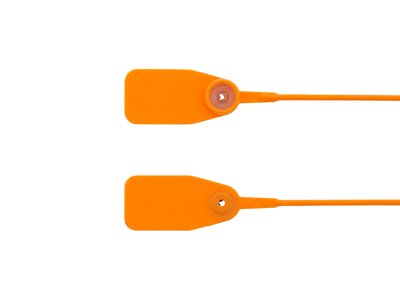 Picture of 12 1/2 Inch Blank Standard Orange Pull Tight Plastic Seal with Steel Locking Piece - 100 Pack