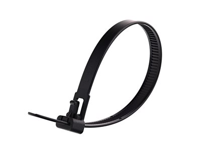 8 Inch Black UV Standard Releasable Cable Tie - 100 Pack