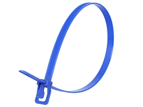 Picture of 14 Inch 120 Lbs Blue Releasable/Reusable Cable Tie - 100 Pack