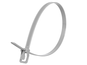 Picture of 14 Inch 120 Lbs Gray Releasable/Reusable Cable Tie - 100 Pack