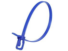 Picture of 10 Inch 50 Lbs Blue Releasable/Reusable Cable Tie - 100 Pack