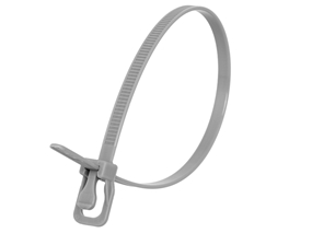 Picture of 10 Inch 50 Lbs Gray Releasable/Reusable Cable Tie - 100 Pack