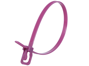 Picture of 10 Inch 50 Lbs Purple Releasable/Reusable Cable Tie - 100 Pack