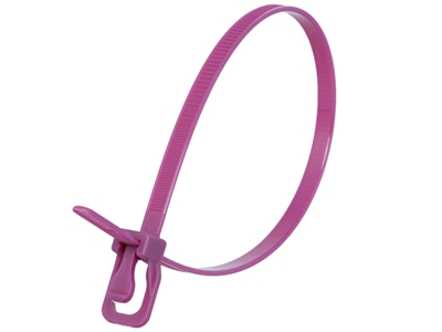 Picture of 6 Inch 50 Lbs Purple Releasable/Reusable Cable Tie - 20 Pack