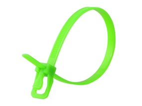 Picture of 6 Inch 50 Lbs Fluorescent Green Releasable/Reusable Cable Tie - 20 Pack