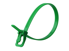 Picture of 8 Inch 50 Lbs Green Releasable/Reusable Cable Tie - 20 Pack