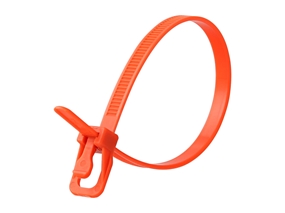 Picture of 8 Inch 50 Lbs Orange Releasable/Reusable Cable Tie - 20 Pack