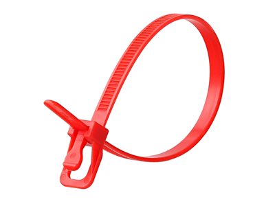 Picture of 8 Inch 50 Lbs Red Releasable/Reusable Cable Tie - 20 Pack