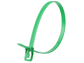 Picture of 14 Inch 120 Lbs Green Releasable/Reusable Cable Tie - 20 Pack