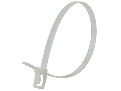 14 Inch 120 Lbs Natural Releasable/Reusable Cable Tie - 20 Pack