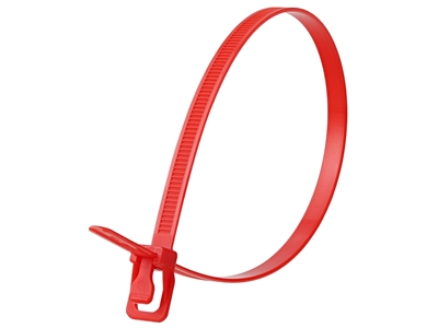 Picture of 14 Inch 120 Lbs Red Releasable/Reusable Cable Tie - 20 Pack