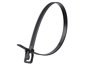 Picture of 18 Inch 120 Lbs Black Releasable/Reusable Cable Tie - 20 Pack