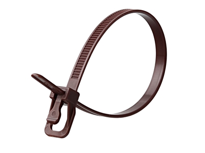 6 Inch 50 Lbs Brown Releasable/Reusable Cable Tie - 100 Pack