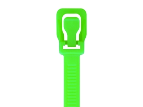 Picture of 32 Inch 175 Lbs Fluorescent Green Releasable/Reusable Cable Tie - 10 Pack