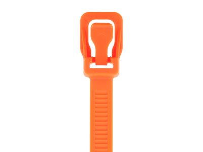 Picture of 32 Inch 175 Lbs Fluorescent Orange Releasable/Reusable Cable Tie - 10 Pack