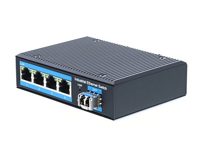 Picture of Industrial Gigabit Fiber Media Converter - 1000Base-LX, LC Multimode, 2km, 1310nm, 4 Port Switch