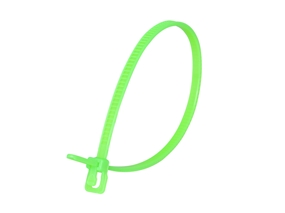 Picture of 6 Inch 18 Lbs Fluorescent Green Releasable/Reusable Cable Tie - 100 Pack