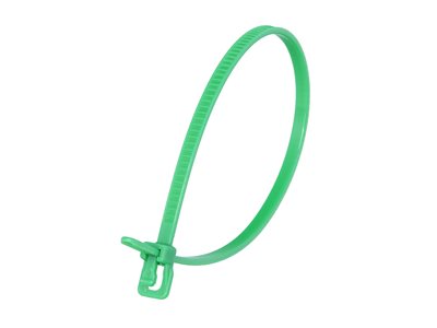 Picture of 6 Inch 18 Lbs Green Releasable/Reusable Cable Tie - 100 Pack