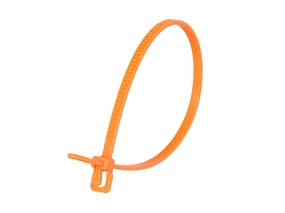 Picture of 6 Inch 18 Lbs Fluorescent Orange Releasable/Reusable Cable Tie - 100 Pack