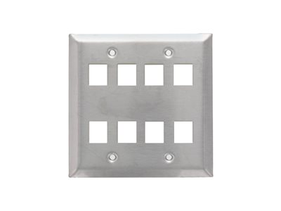 Picture of 8 Port Stainless Steel Keystone Faceplate - Dual Gang